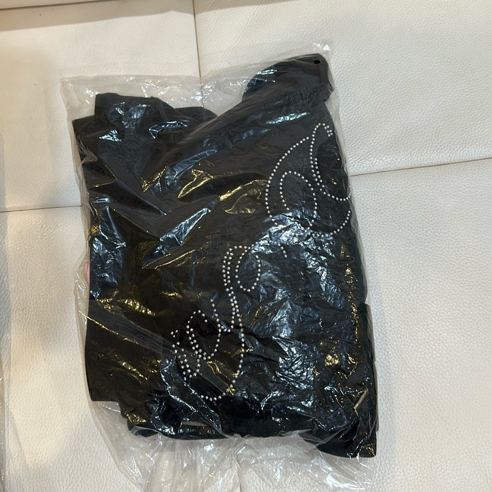NWT Juicy Couture Velvet Fleece Wide Leg Pant With Rhinestone Accents in Black - Picture 5 of 8